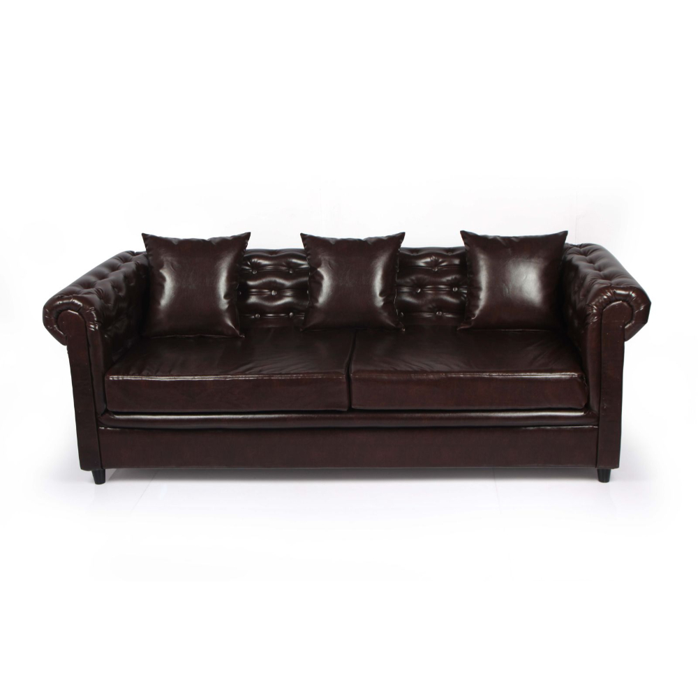 Primrose Chesterfield 3 Seater Sofa Set - Brown